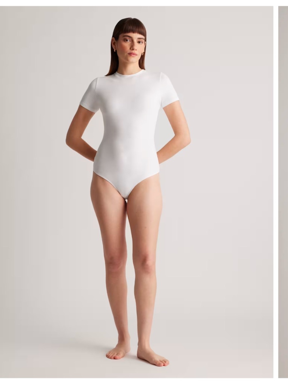Quince Stretch Cotton Jersey Short Sleeve Bodysuit Sz S White NEW